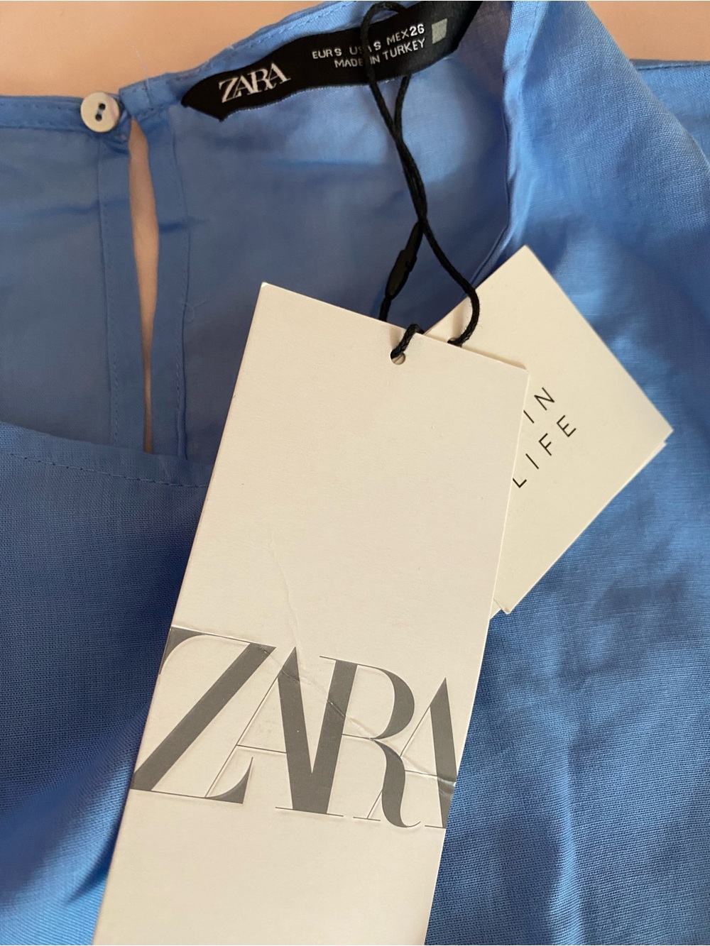 Zara Light Blue Eyelet Ruffle Blouse - Picture 2 of 7